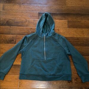 Teal Half-Zip Hoodie with Pocket